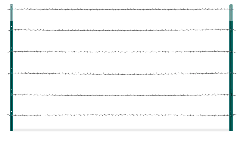Barbed wire T-post fence with H-brace for farms