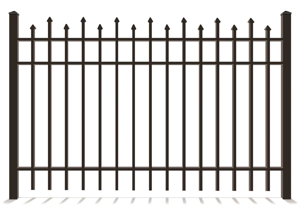 Ornamental Iron Fence With Staggered Pickets